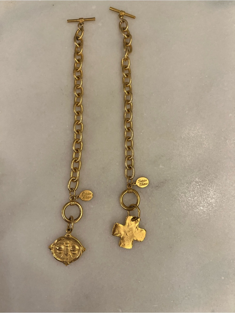 Susan Shaw Gold Cross Intaglio Charm Bracelet
